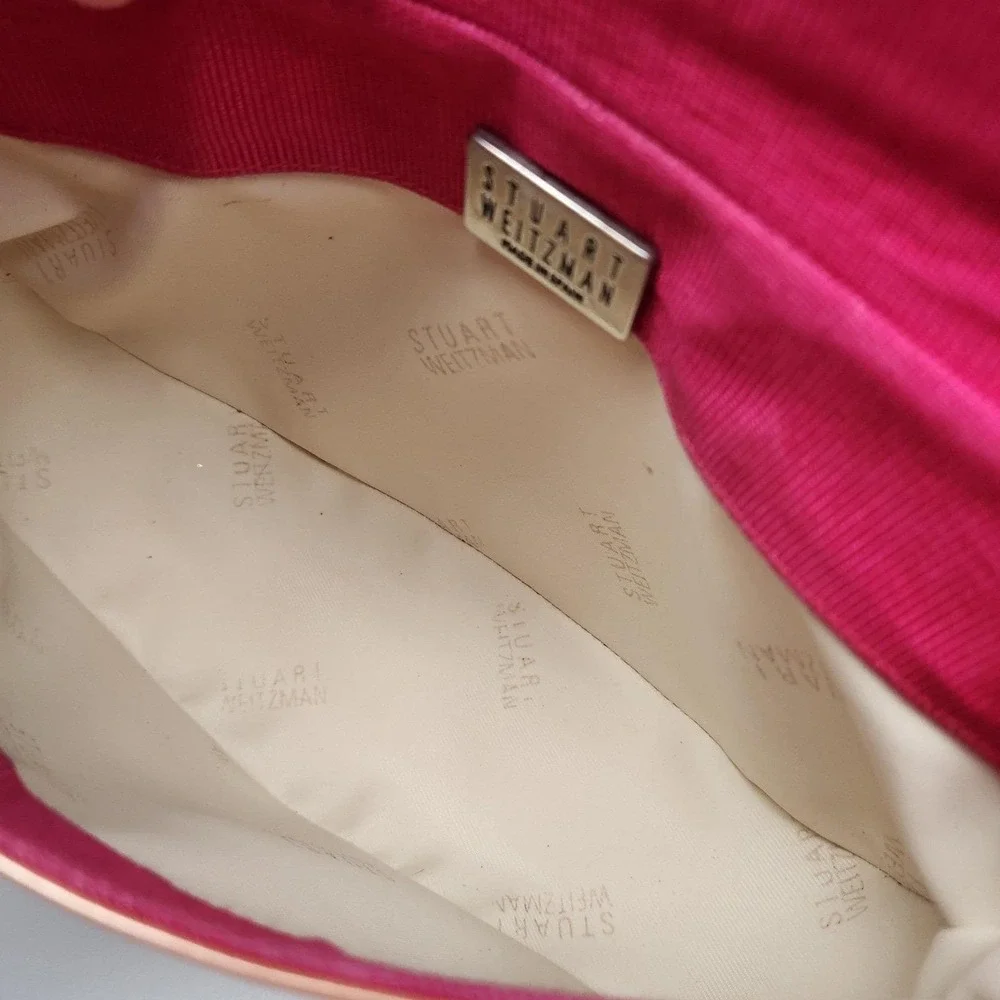 Stuart Weitzman Y2K 90s Shoulder Bag Purse Patent Leather Pink Rhinestone Spain